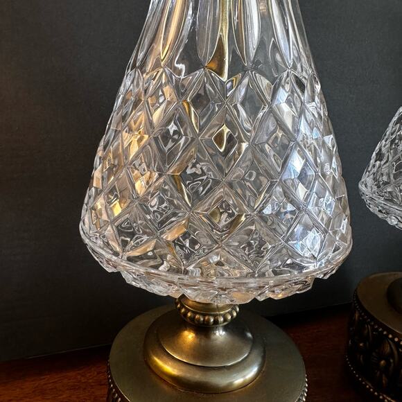 FREE SHIP Hollywood Regency TWO SET Vintage Lamp Crystal Glass Like Westfield - Picture 2 of 16